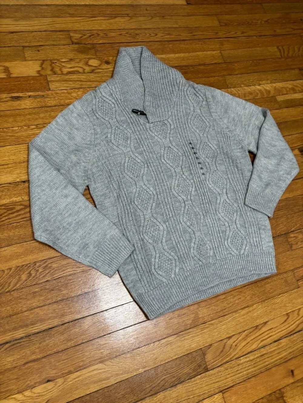 Weatherproof Vintage Mens Sweater Size XL Gray Heather Shawl Collar NWT